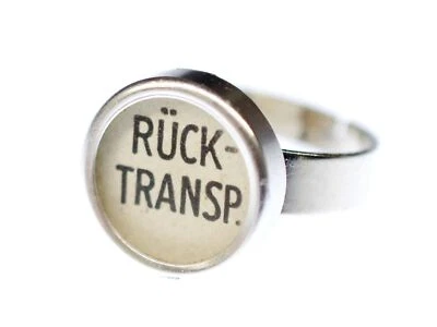 Ring Schreibmaschinentaste Miniblings Vintage Taste Upcycling Weiß Rücktransport - Bild 1 von 4