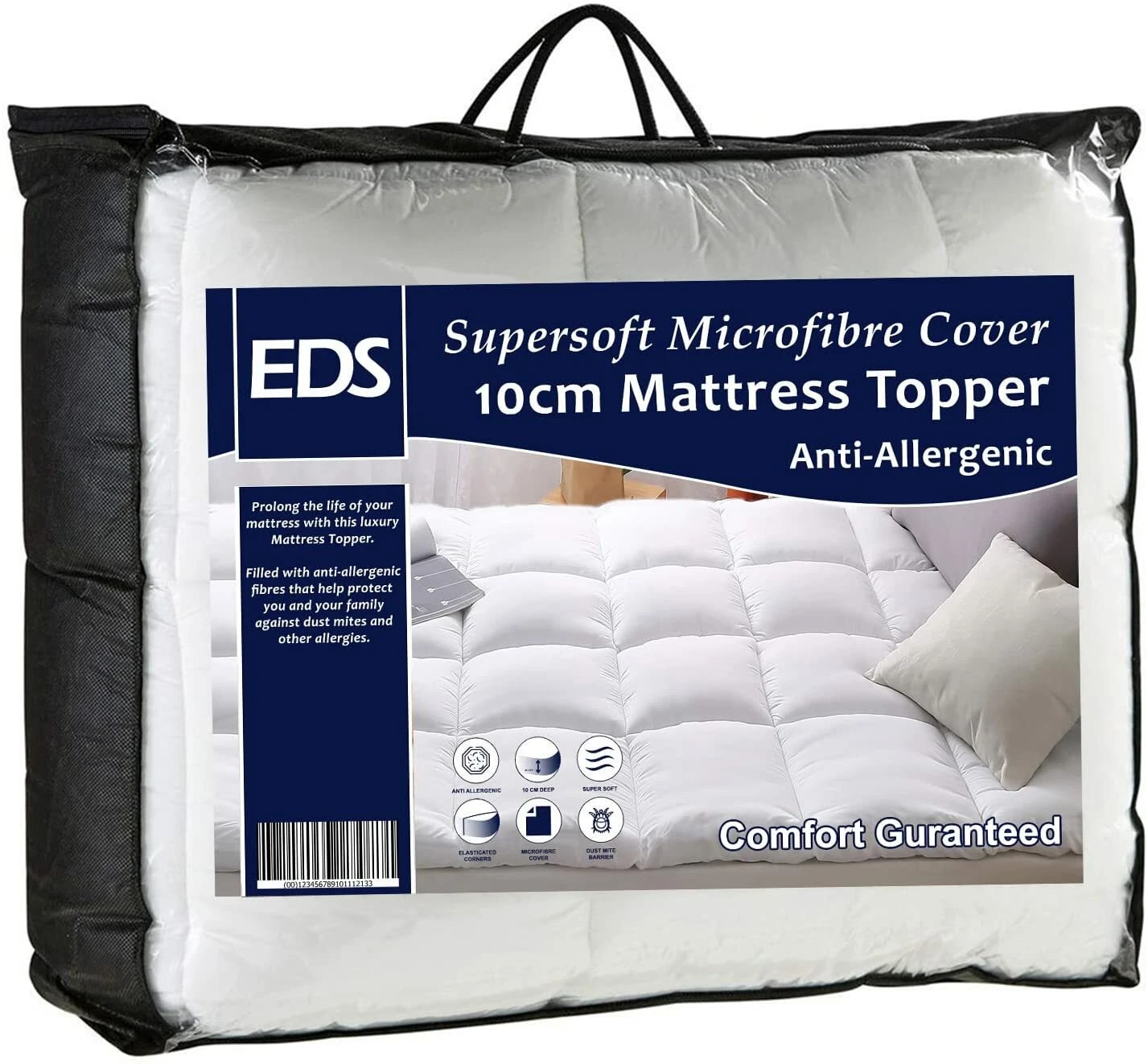 Mattress Topper Protector Hollow Fiber Filled with Strong Corner Elastic Straps