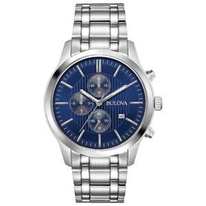 Bulova Men's Quartz Chronograph Date Indicator Blue Dial 43mm Watch 96B306 - Click1Get2 On Sale