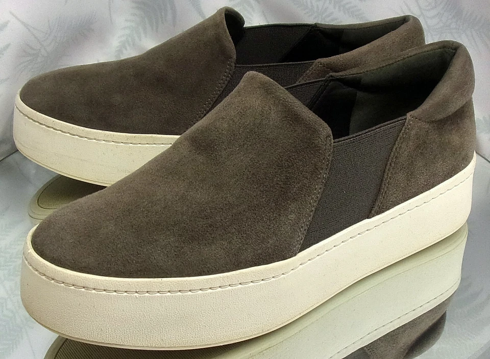 ZAPATILLAS SIN CORDONES VINCE WARREN ACERO GRIS GAMUZA CUERO ZAPATOS EE. UU. MUJER TALLA 7,5 M Foto 3 de 4