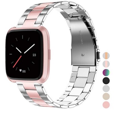 fitbit versa rose gold with silver band