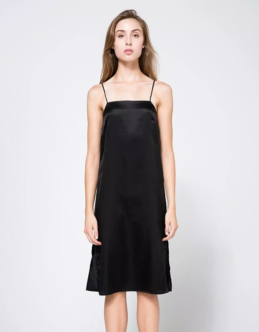 Silk square top neck dress