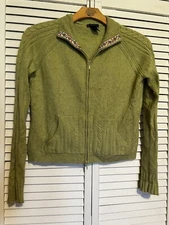 LAUREN HANSEN Women’s Size Medium M SWEATER Cardigan Lambswool Blend Shirt Top