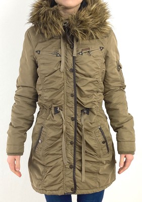 Dreimaster Parka Herren Parka Oliv Mit Fell Winterparka Khaki