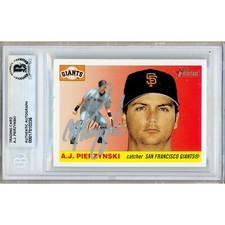 AJ Pierzynski Signed 2004 Topps Heritage #253 Giants Beckett BAS Slabbed Auto