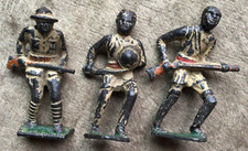 Barclay Grey Iron Italian Ethiopian Warrior Soldiers 3 Pc Lot Rare 1920s Vintage