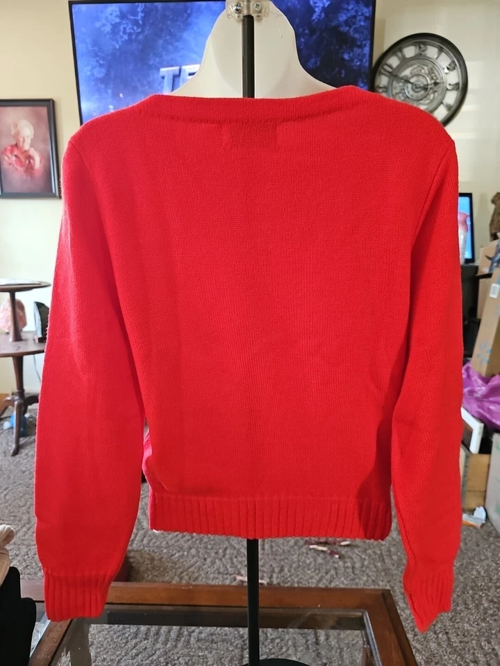 Vintage Haymaker Lacoste Boat Neck Intarsia Alligator Knit Sweater 38 US Red - Image 3 of 4