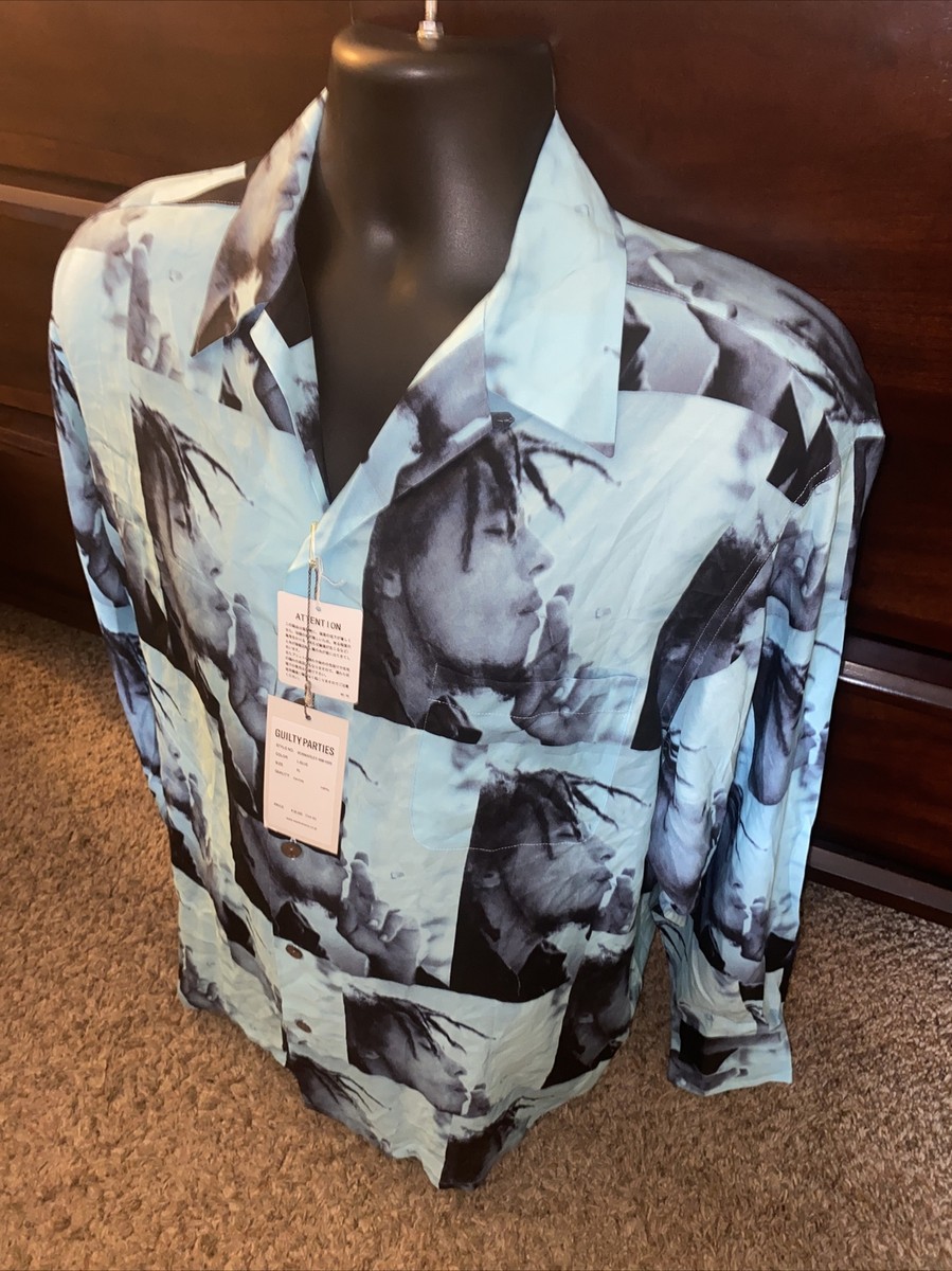 NWT WACKO MARIA × BOB MARLEY GUILTY PARTIES Shirt Blue Size NWT WACKO MARIA × BOB MARLEY GUILTY PARTIES Shirt Blue Size