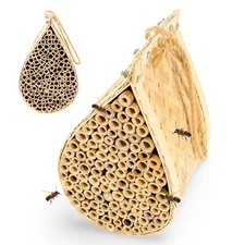 MEK Mason Bee House with Bamboo Tubes Hanging Teardrop Pollinator Habitat