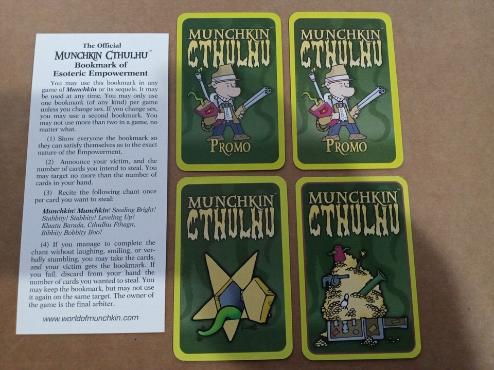 Rare Munchkin Cthulhu Promo Cards+Bookmark Lot Steve Jackson Games Out of Print | eBay
