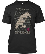 Edgar Allan Poe Raven Once Upon A Midnight Dreary T-Shirt Made in USA Size S-5XL
