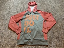 Nike Therma-Fit Hoodie Women M Multicolor Full-Zip Just Do It Graphic 455984-064