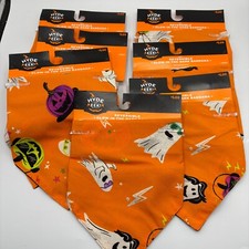 Lot of 7 Halloween Pet Dog Cat Bandanas One Size Fits Most