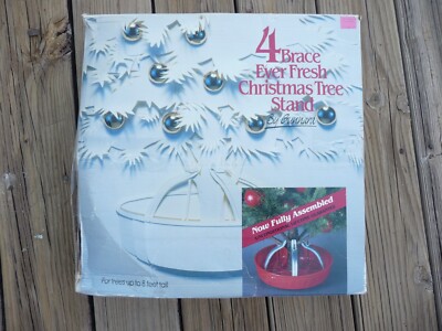 Vintage 4 Brace Ever Fresh Green Christmas Tree Stand By Gunnard Model # 8