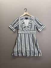 Banana Republic Womens Gray Mini Dress Striped Short Sleeve V-Neck Size 2P