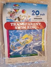 Swim 'n' Play Transparent Swim Ring ~ Pool Float ~ 20” Orange ~ NIP
