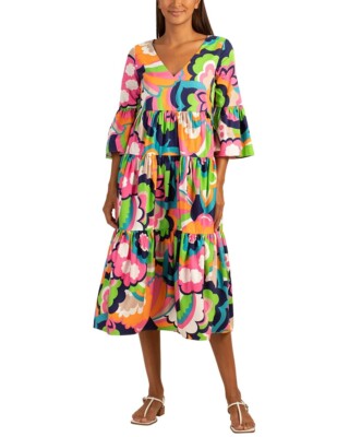 trina turk midi dress Boheme 3/4 Sleeve Lace Midi Dress