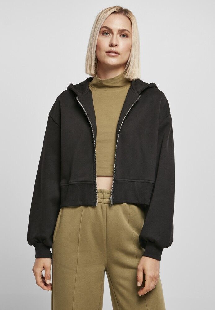 Urban Classics Damen Ladies Short Oversized Zip Jacket Black | eBay