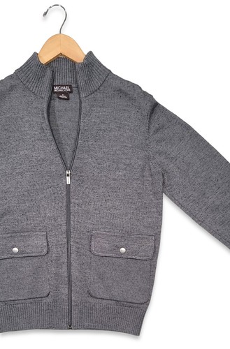 MICHAEL KORS Mens, Small Gray Wool Blend Business Casual Preppy Zip Up Sweater - Picture 2 of 12