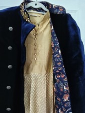 Męski indyjski strój pana młodego Sherwani, NOWY, NIGDY NIE BYŁ NOSZONY 