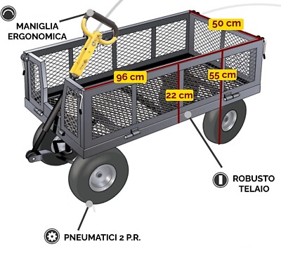 Carrello A Mano Per Giardino Relaxdays - Sponde Pieghevoli, 150kg