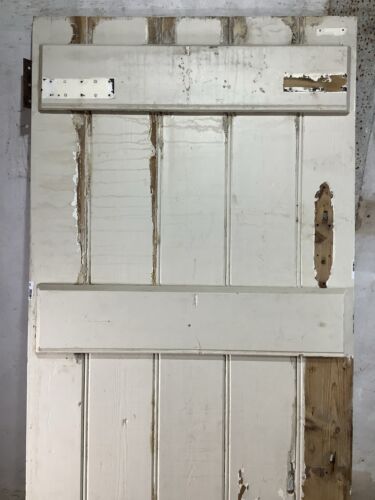30"X 79" Victorian Internal Stripped & Painted Pine 5 Plank Ledge Door Old - Picture 8 of 12