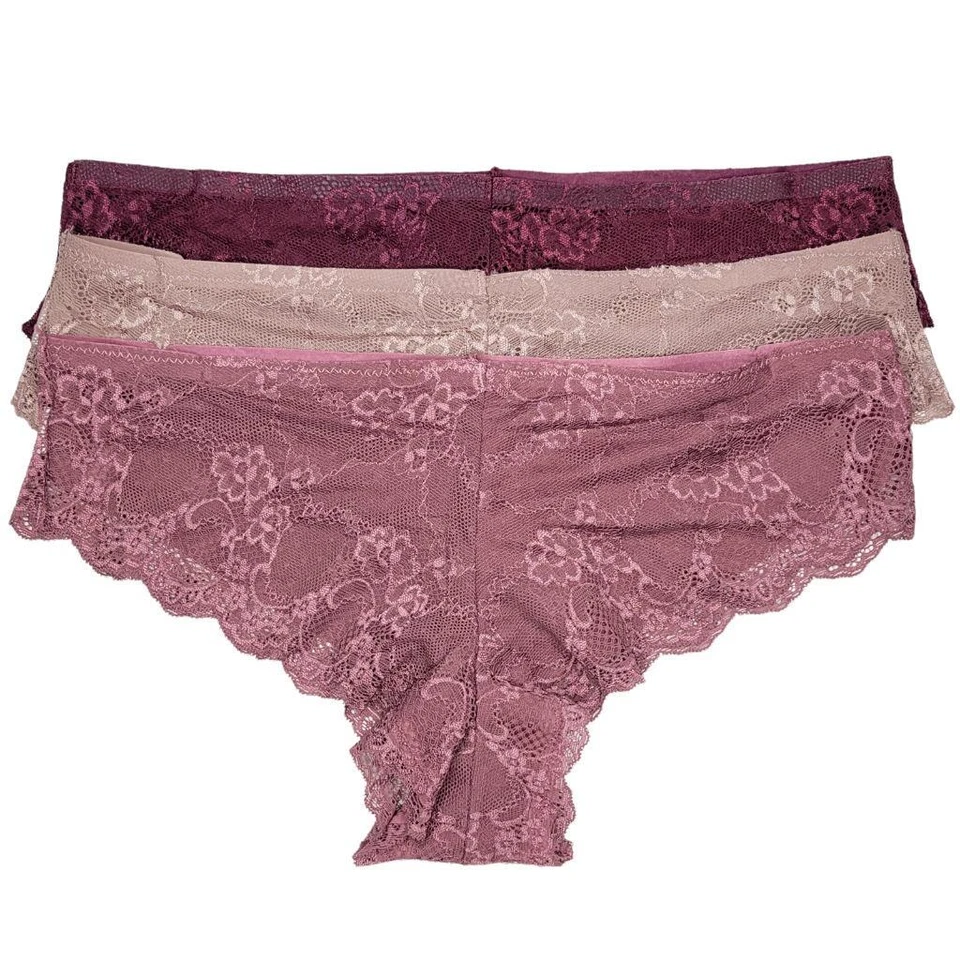 Lace Tanga Panty Scalloped Trim Stretch Sheer Floral 3 Color Pack Panties 2209 - Image 2 of 4