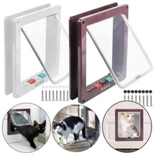4 Way Pet Cat Puppy Dog Magnetic Lock Lockable Safe Flap Door Gate Frame XL-Size