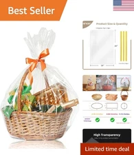 Cellophane Wrap for Gift Baskets 10 PCS 18x30 Inches Large Clear Cello Gift B...