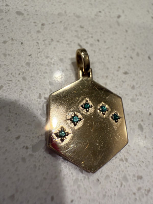 14k Yellow Gold Aries Constellation Hexagon With Emeralds