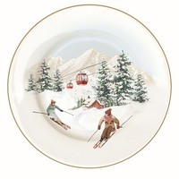 Kuchenteller Chalet WinterhüTte D. 19Cm Weiß Grau Porzellan Easy Life