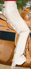 Hobby Horse Clothing Chaps Hobby Suede Cream Adult Large/Long  Western Fringed