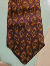 Vintage Made In USA CHAPS POLO RALPH LAUREN 100% SILK PURPLE ORANGE ACCENT S