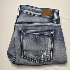 Judy Blue Boyfriend Fit Jeans Size 5/27 High Rise Blue Button Fly Distressed