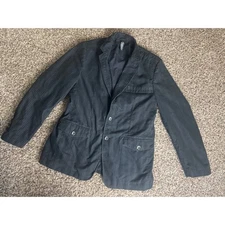 Structure Men Pinstripe Blazer Jacket L/G Black Button Front Casual Sport Coat