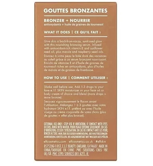 e.l.f. SKIN Bronzing Drops, Liquid Bronzer For Face & Skin, Rose Gold FREE SHIP - Image 2 of 4