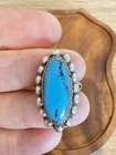 Vintage Mexican Sleeping Beauty Turquoise 925 Sterling Silver Ring