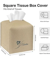 Tissue Box Cover PU Leather Tissue Holder Square Facial Tissue Case Facial Paper