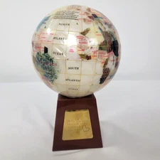 Mother of Pearl World Globe Base Platform Friends Are Forever Things Remembered
