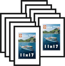 Wiscet 11x17 Black Picture Frame Set of 9 8x12 w/Mat R08