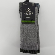 Alpine Design Herren 2er-Pack Merinowollmischung Wandern Crew-Socken schwarz grau LG 8-12