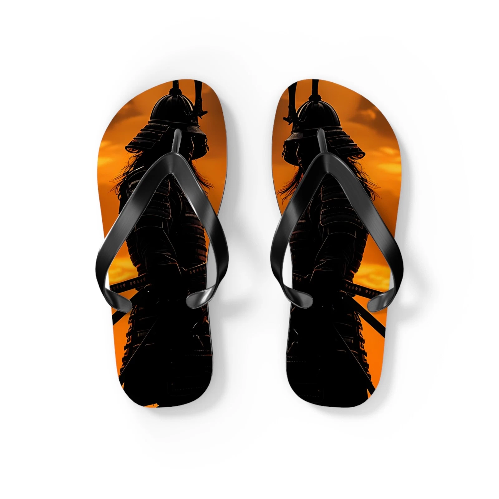Samurai Silhouette Flip Flops | Orange Sunset Warrior Sandals
Opens in a new window or tab