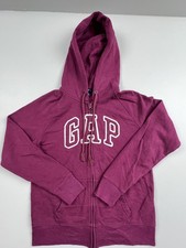 Gap Hoodie Sweatshirt Womens Medium Purple Full Zip Fleece GAP Logo Warm