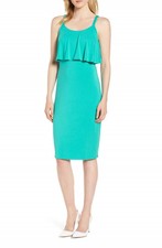 NEW MICHAEL KORS GREEN BLUE MIDI VISCOSE SHEATH DRESS SIZE XL 110
