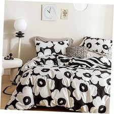 Floral Duvet Cover 100 Cotton Black and White Flower Queen Black White Floral