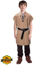 Kids Medieval Viking Tunic Pirate Costume Shirt w Belt Boys 3-12
