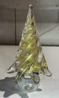 ​Vintage Murano Style Art Glass Christmas Tree Figurine Gold Dust Swirl...