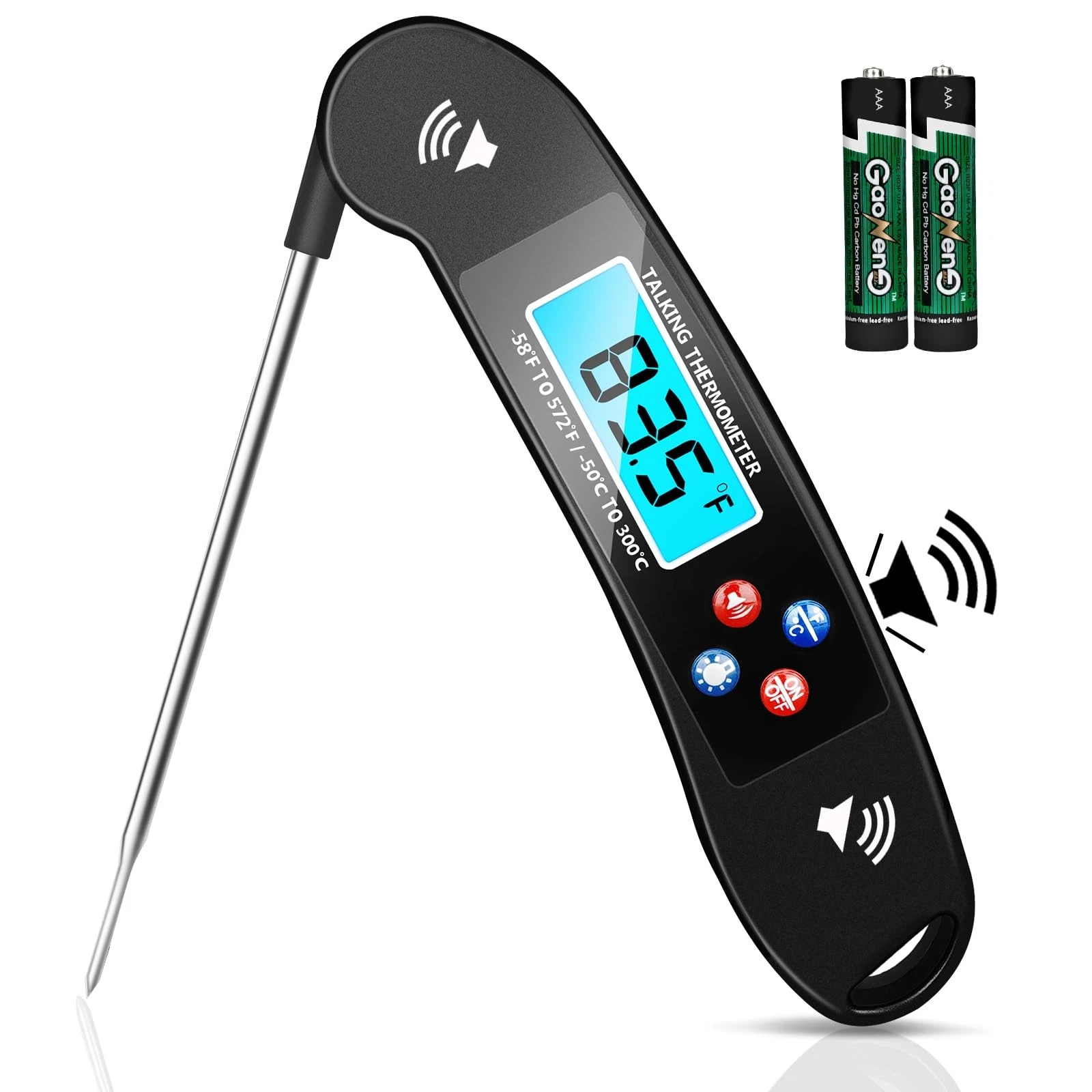 Digital Talking Thermometer for The Blind, Waterproof Instant Read Food Therm...