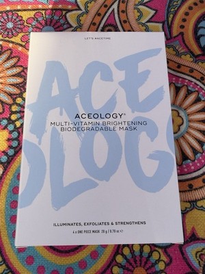 New Aceology Multi Vitamin Brightening Biodegradable Mask 4 Pack Face Treatment