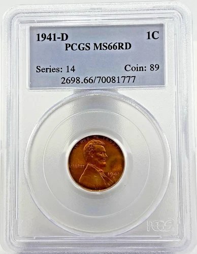1941-D Lincoln Cent PCGS MS66 RD